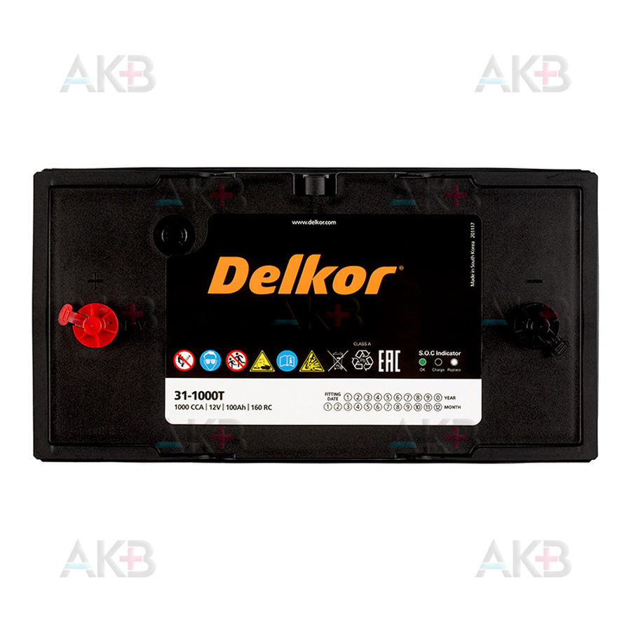 Автомобильный аккумулятор Delkor 31-1000T (160 min 1000 A 330x173x240)