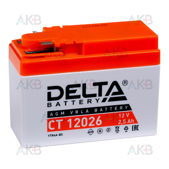 Мото аккумулятор Аккумулятор Delta CT 12026, 12V 2.5Ah, 45А (114x49x86) YTR4A-BS