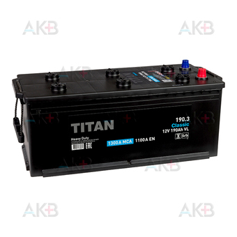 Автомобильный аккумулятор Titan Classic 190 Ач 1100А обр. пол. (513x225x218) 6CT-190.3 VL