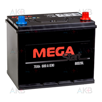 Автомобильный аккумулятор MEGA START 80D26L 70Ah 600A обр. пол. (261x175x225)