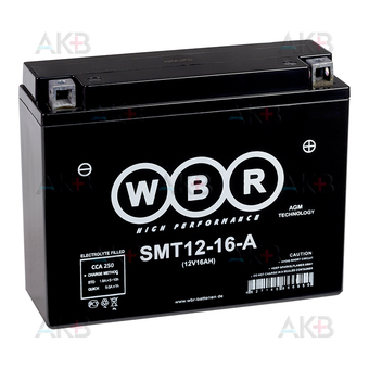 WBR SMT12-16A AGM 16 Ач 250А обратная пол.(205x87x162) YB16AL-A2