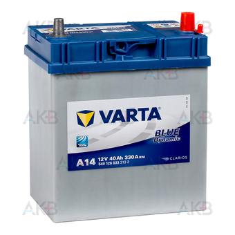 Автомобильный аккумулятор Varta Blue Dynamic A14 40R 330A 187x127x227