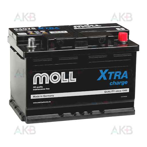 Автомобильный аккумулятор Moll X-TRA charge 75 Ач 720A обр. пол. (276x175x190) 84075
