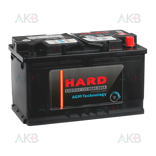 Автомобильный аккумулятор HARD AGM 80Ah 800A (315x175x190) обратная полярность