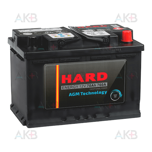 Автомобильный аккумулятор HARD AGM 70Ah 760A (278x175x190)