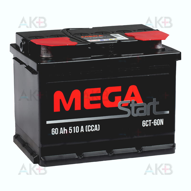Автомобильный аккумулятор MEGA START 60 Ач 510A п.п. (242х175х190) 6СТ-60 N