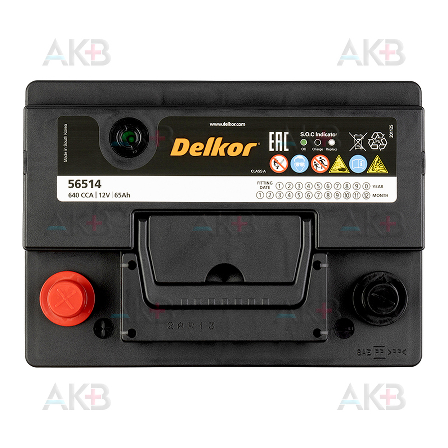 Автомобильный аккумулятор Delkor 56514 (65L 640A 241x174x188)