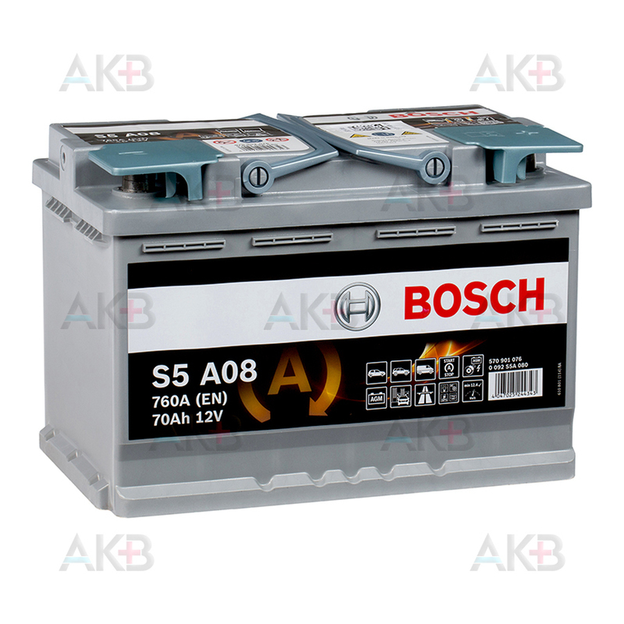 Автомобильный аккумулятор Bosch S5 AGM Start-Stop 70R (760A 278x175x190) A08