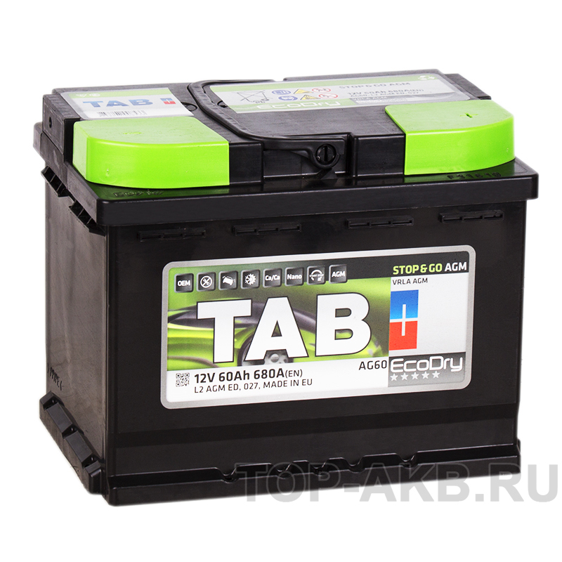 Автомобильный аккумулятор Tab AGM Stop-n-Go 60R (680A 242x175x190) 213060