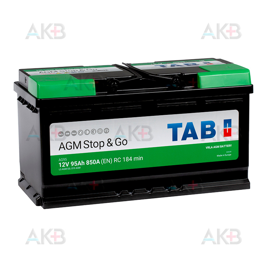Автомобильный аккумулятор Tab AGM Stop-n-Go 95R (850A 353x175x190) 213090