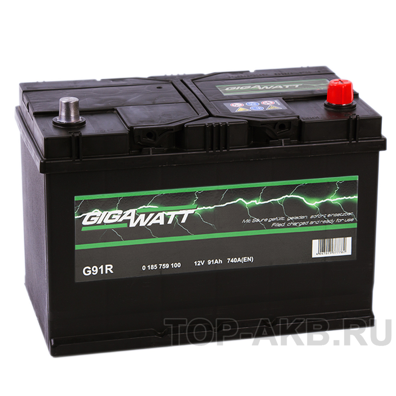 Автомобильный аккумулятор Gigawatt 91R 740A (306x173x225) G91R