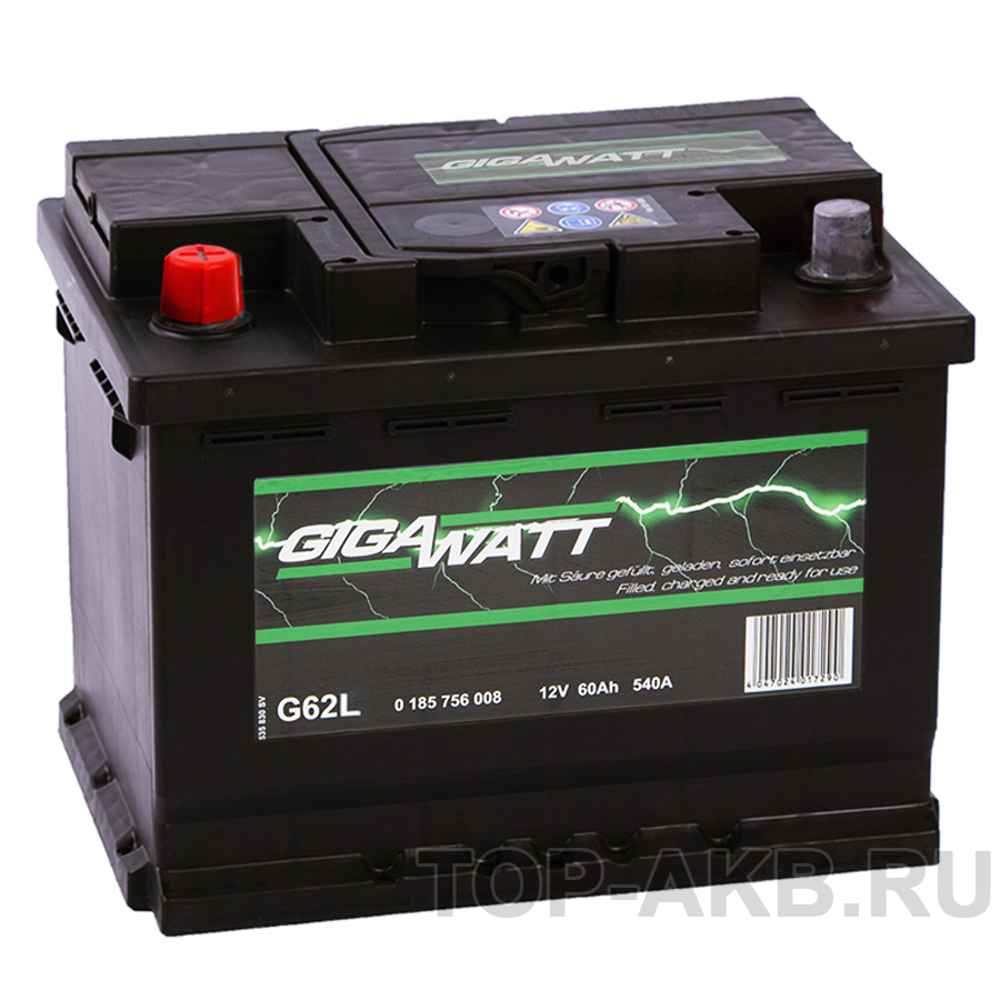 Автомобильный аккумулятор Gigawatt 60L 540A (242x175x190)