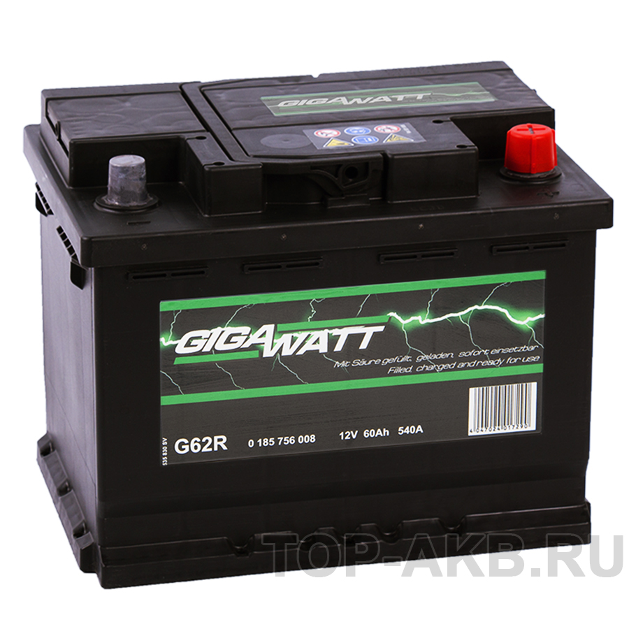 Автомобильный аккумулятор Gigawatt 60R 540A (242x175x190)