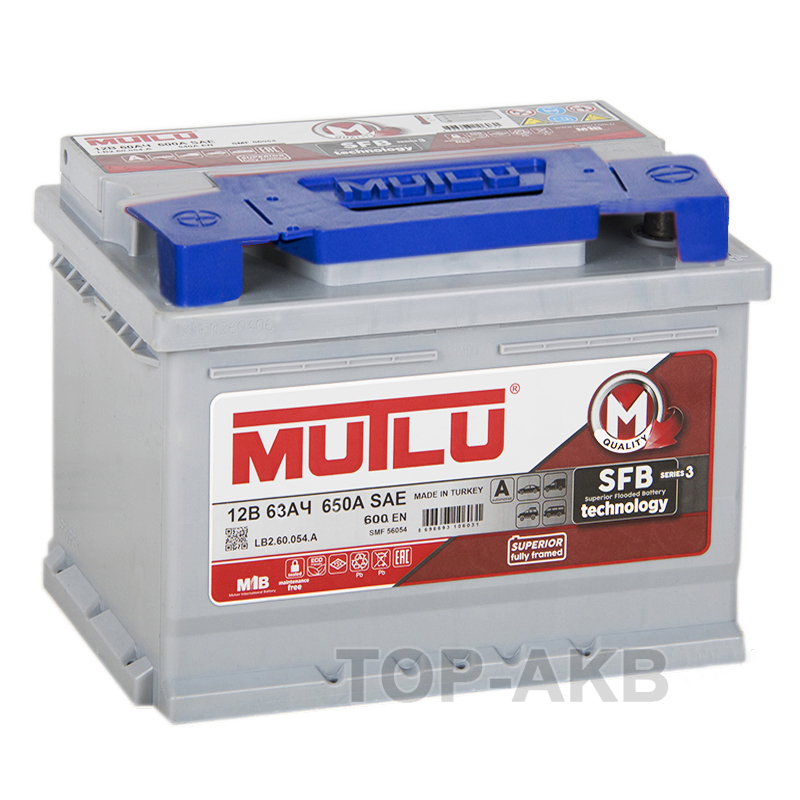 Автомобильный аккумулятор Mutlu Mega Calcium 63L 600A 242x175x190