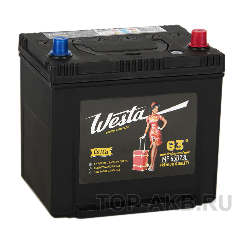 Автомобильный аккумулятор Westa 65D23L (60R 520A 232x173x225)