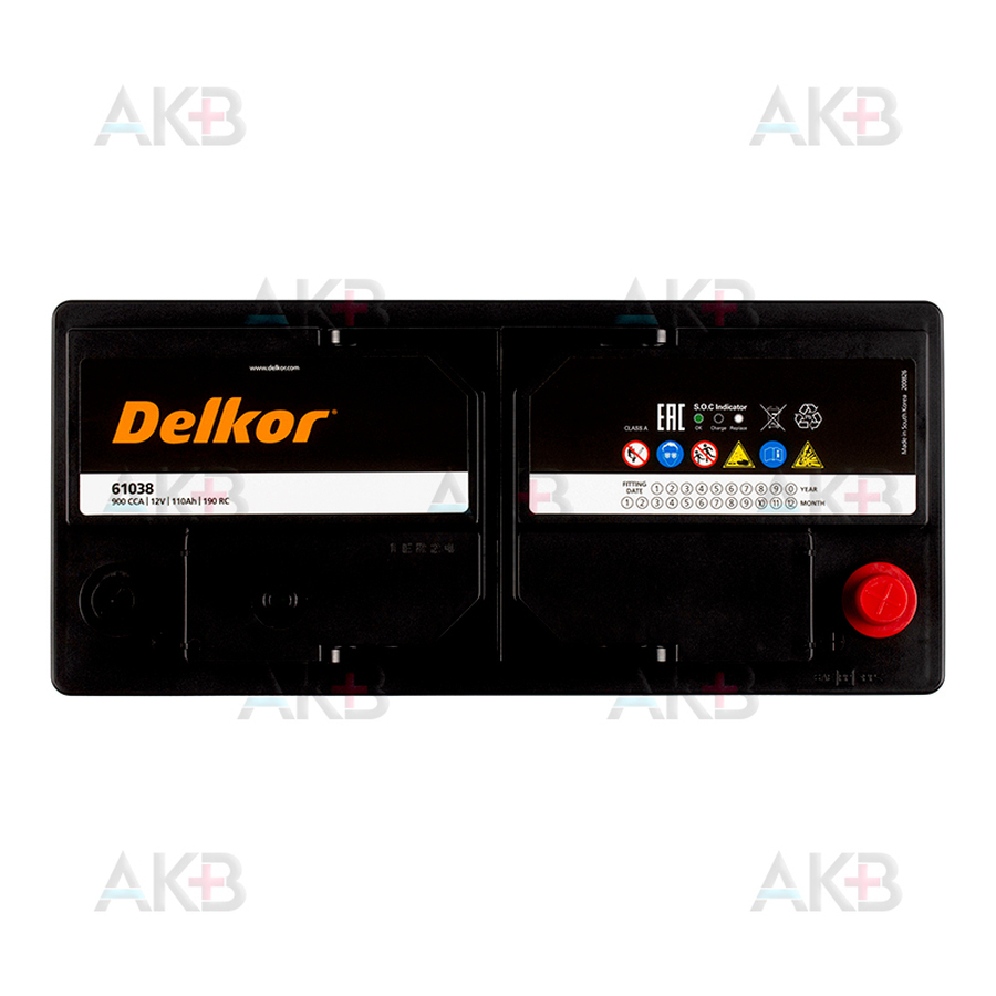 Автомобильный аккумулятор Delkor 61038 (110R 850A 394х175х190)