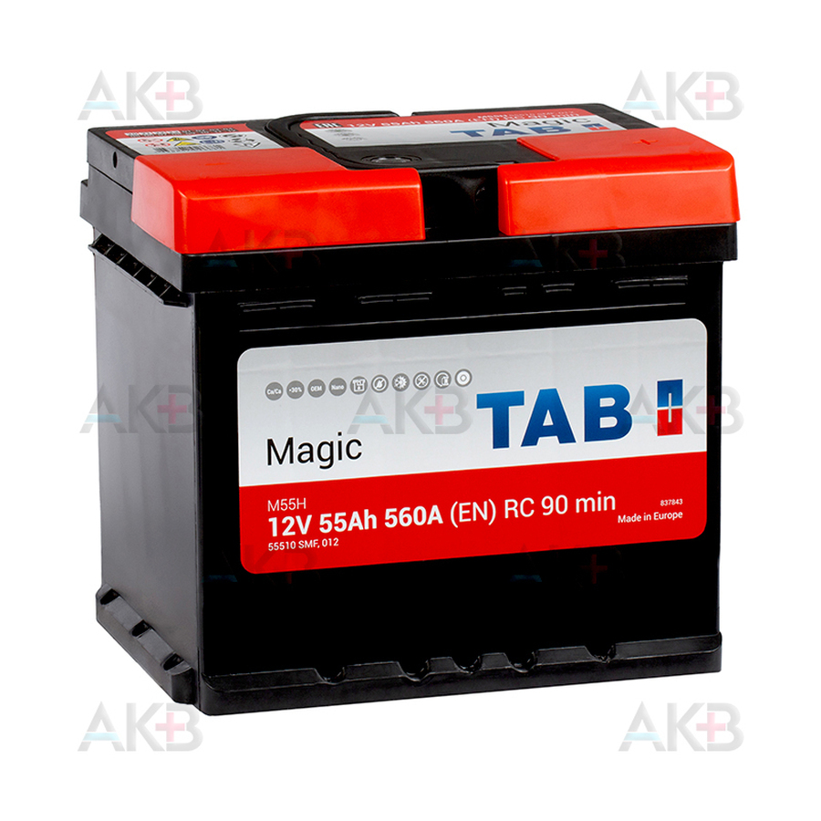 Автомобильный аккумулятор Tab Magic 55R (560A 207x175x190) 189058 55510
