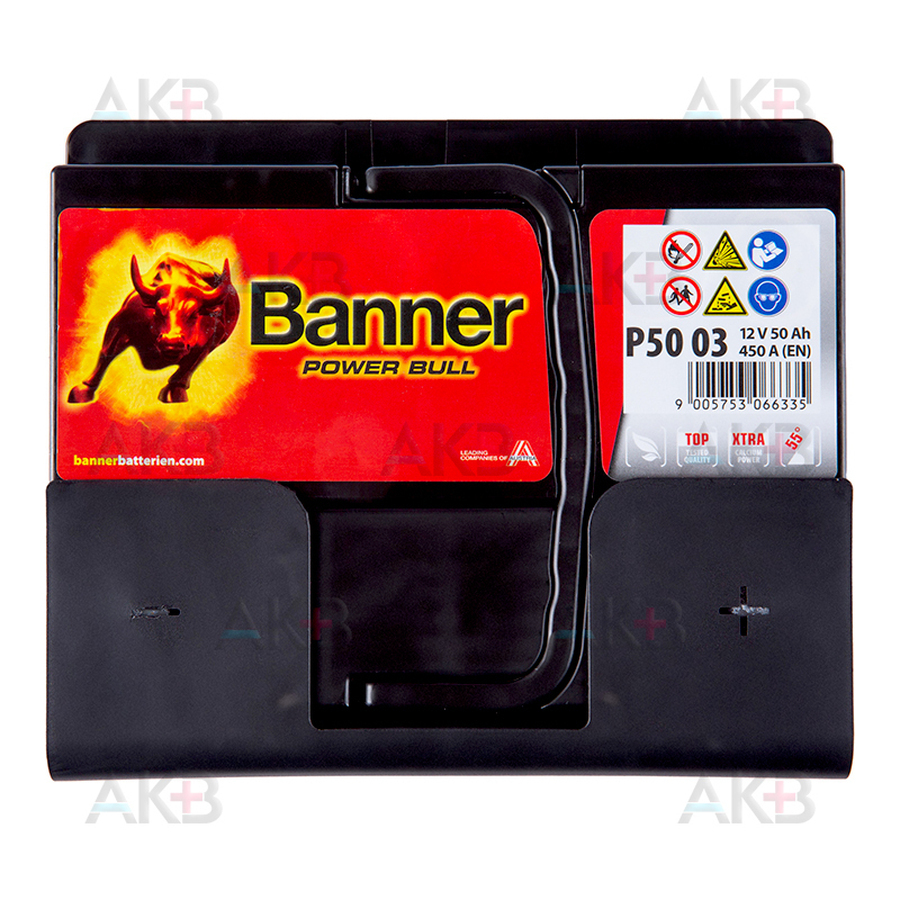 Автомобильный аккумулятор BANNER Power Bull (50 03) 50R 450A 207x175x190