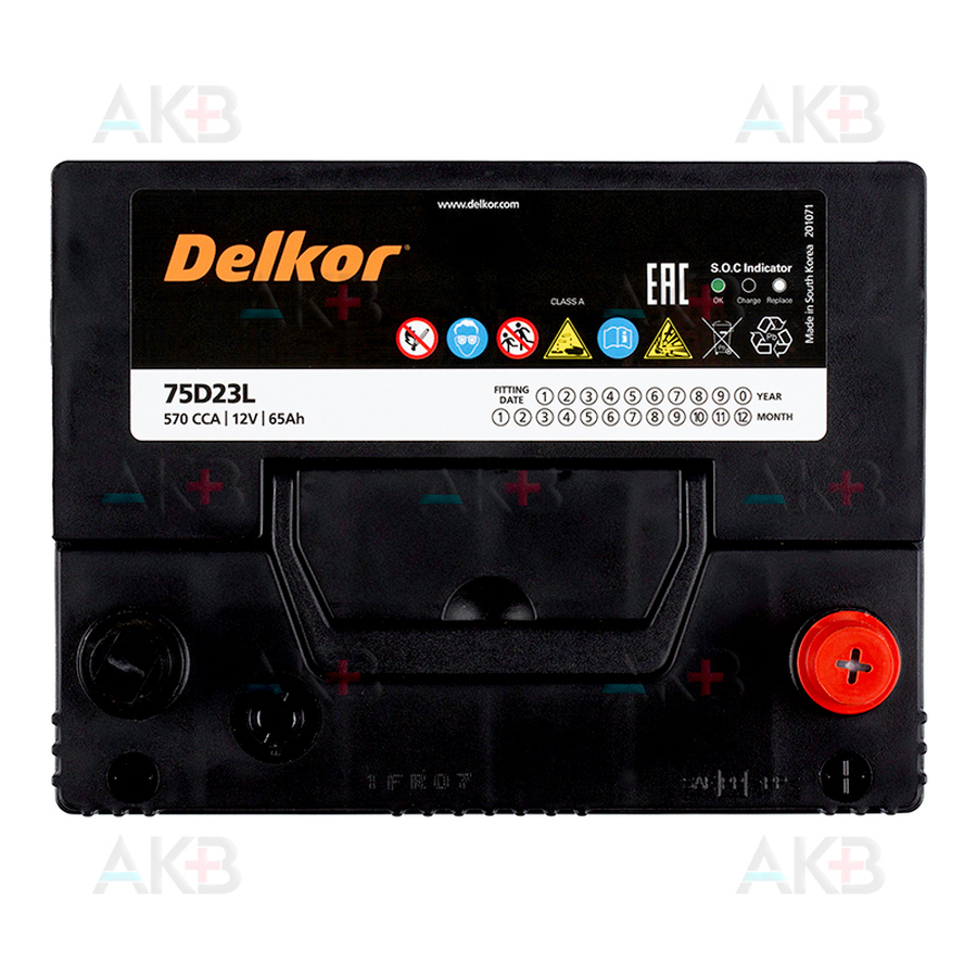 Автомобильный аккумулятор Delkor 75D23L (65R 570A 232x173x225)