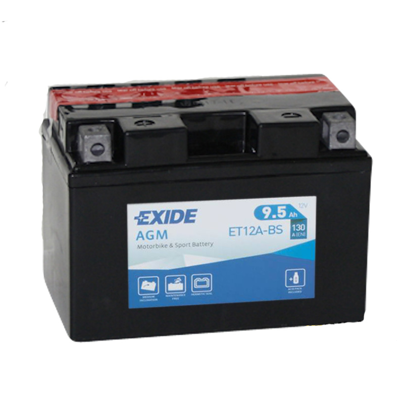 Мото аккумулятор Exide AGM сухозаряж. ET12A-BS 12V 9.5Ah 130A (150x87x105) прям. пол.