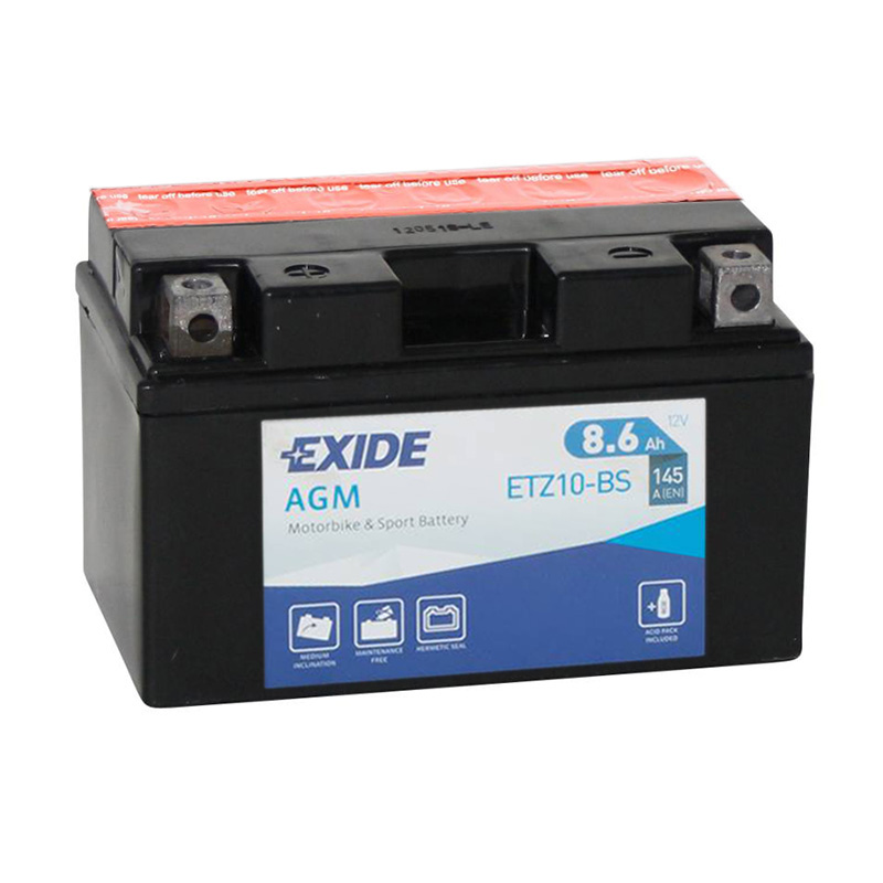 Мото аккумулятор Exide AGM сухозаряж. ETZ10-BS 12V 8.6Ah 145A (150x87x93) прям. пол.