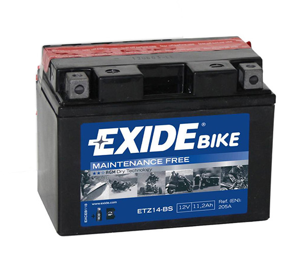 Мото аккумулятор Exide AGM сухозаряж. ETZ14-BS 12V 11.2Ah 205A (150x87x110) прям. пол.