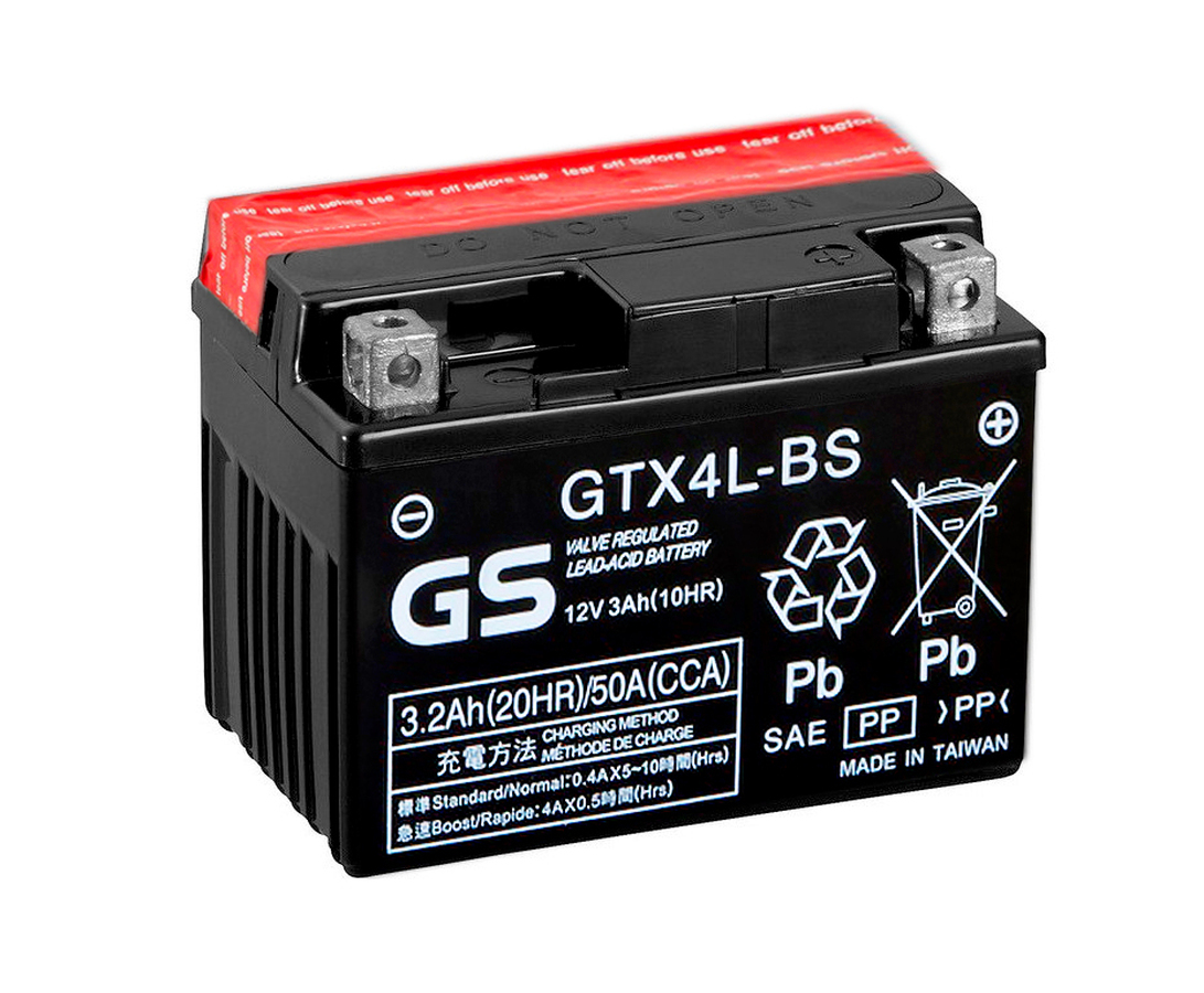 Мото аккумулятор GS GTX4L-BS 12V 3Ah 50А (114x71x86) обр. пол. AGM сухозаряж. (GS YUASA)