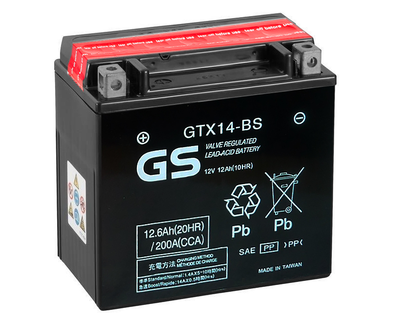 Мото аккумулятор GS GTX14-BS 12V 12Ah 200А (151x88x146) прям. пол. AGM сухозаряж. GS YUASA
