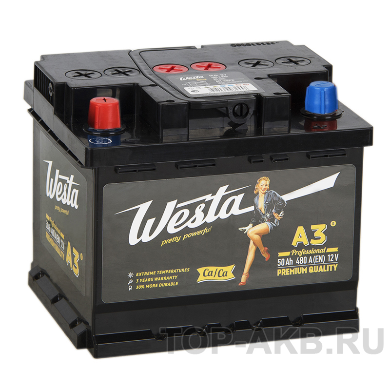 Автомобильный аккумулятор Westa 50L 480A 207x175x175