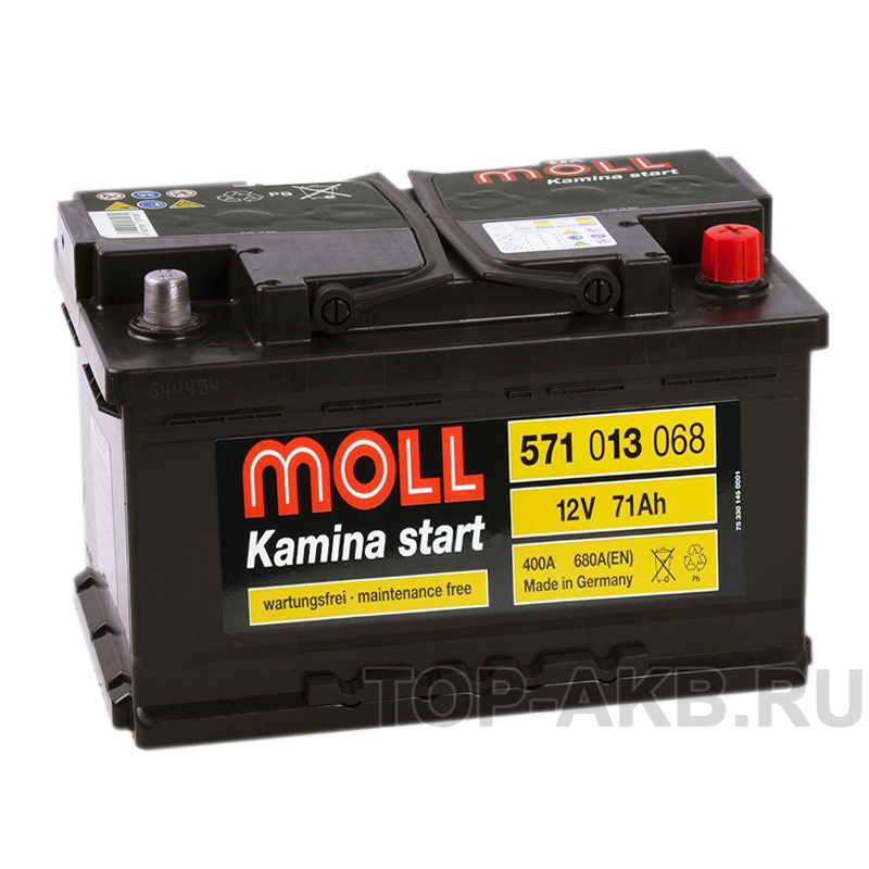 Автомобильный аккумулятор Moll Kamina Start 71R низкий 680A (278x175x175)