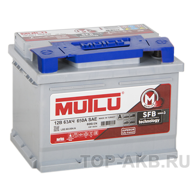 Автомобильный аккумулятор Mutlu Mega Calcium 63R 600A 242x175x190
