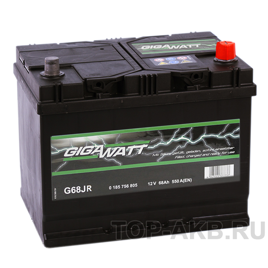 Автомобильный аккумулятор Gigawatt 68R 550A (261x175x220) G68JR