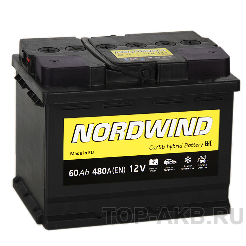 Автомобильный аккумулятор Nordwind 60L 480А 242x175x190