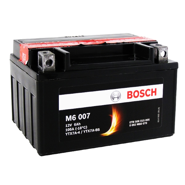 Мото аккумулятор Bosch Moto AGM 6 Ач 105А (151x88x94) M60070 прямая пол.