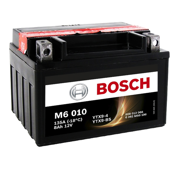 Мото аккумулятор Bosch Moto AGM 8 Ач 135А (152x88x106) M60100 прямая пол.