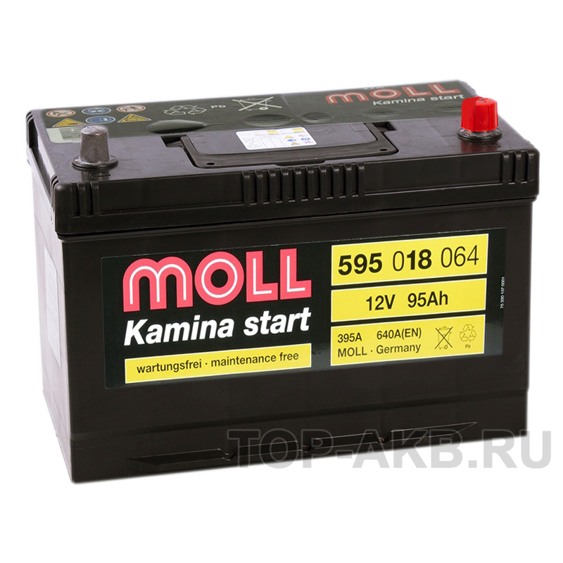 Автомобильный аккумулятор Moll Kamina Start Asia 95R 640A (306x173x225)