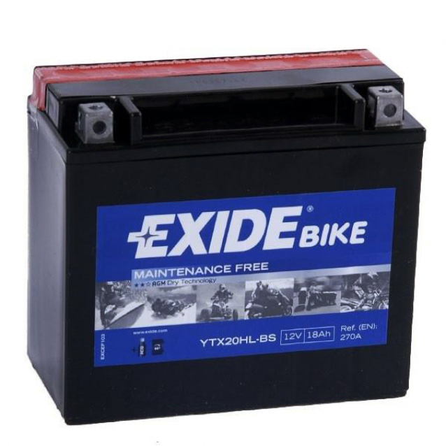 Мото аккумулятор Exide AGM сухозаряж. ETX20HL-BS 12V 18Ah 270A (175x87x155) обр. пол.