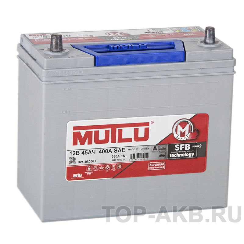 Автомобильный аккумулятор Mutlu Mega 50B24R 45L 360А (237x127х222) SMF M2