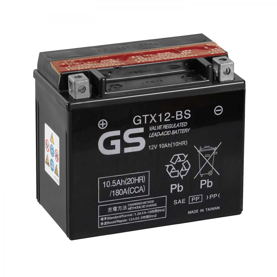 Мото аккумулятор GS GTX12-BS 12V 10Ah 180А (151x88x131) прям. пол. AGM сухозаряж. GS YUASA