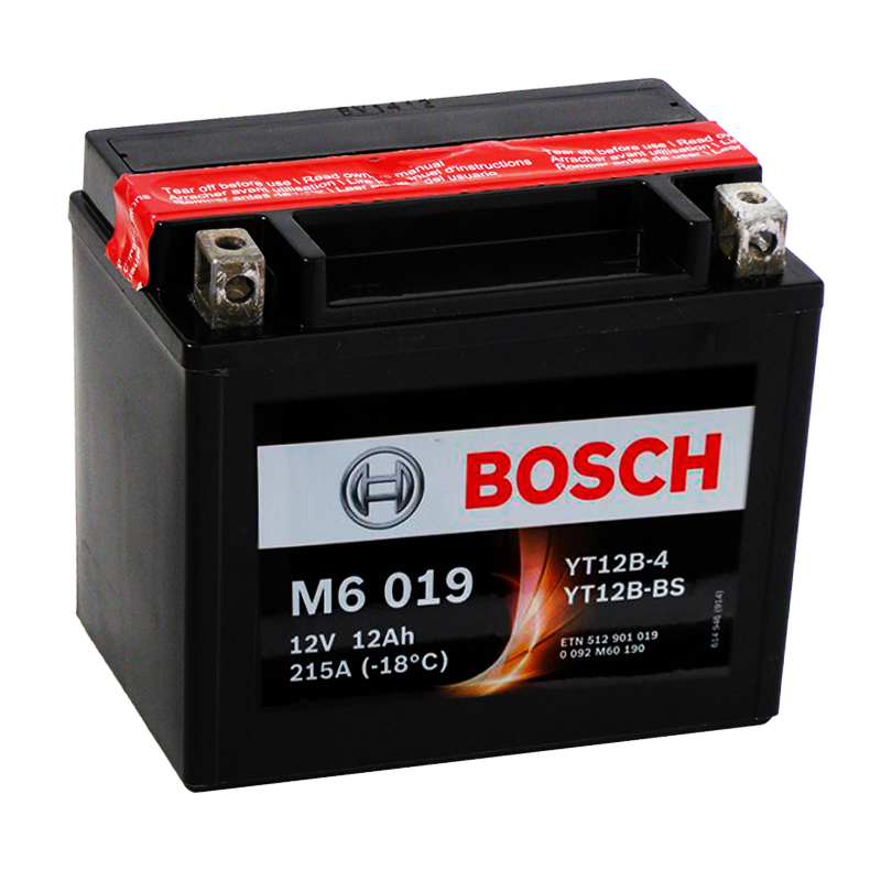 Мото аккумулятор Bosch Moto AGM 12 Ач 215А (151x70x131) M60190 прямая пол.