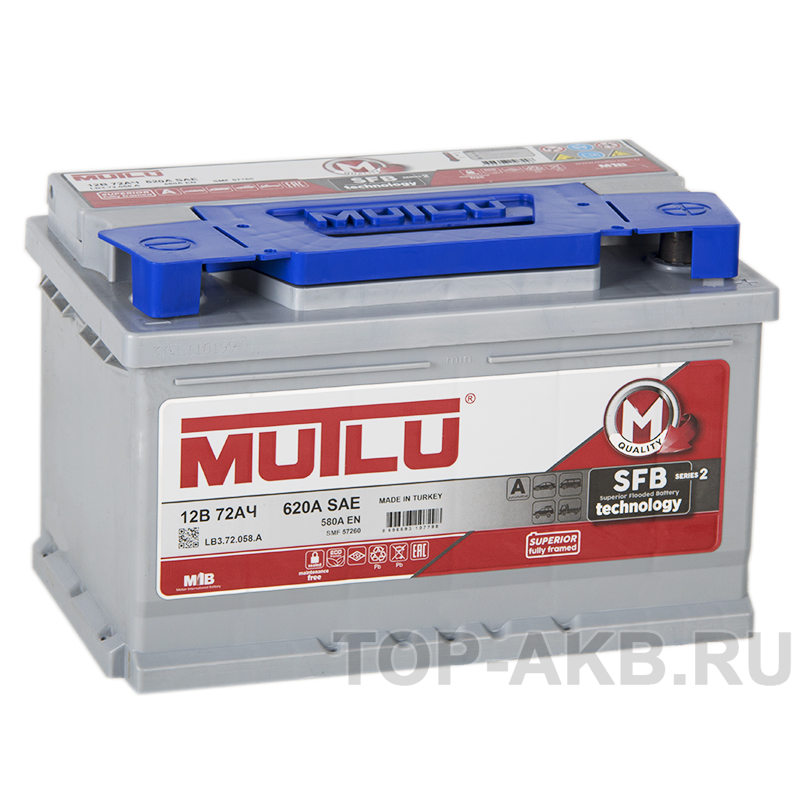 Автомобильный аккумулятор Mutlu Mega 72R низкий 580А (278x175x175) SMF M2
