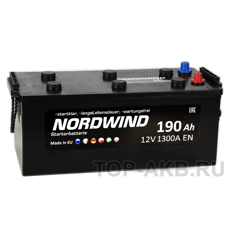 Автомобильный аккумулятор Nordwind 190 евро 1300А 513x223x223