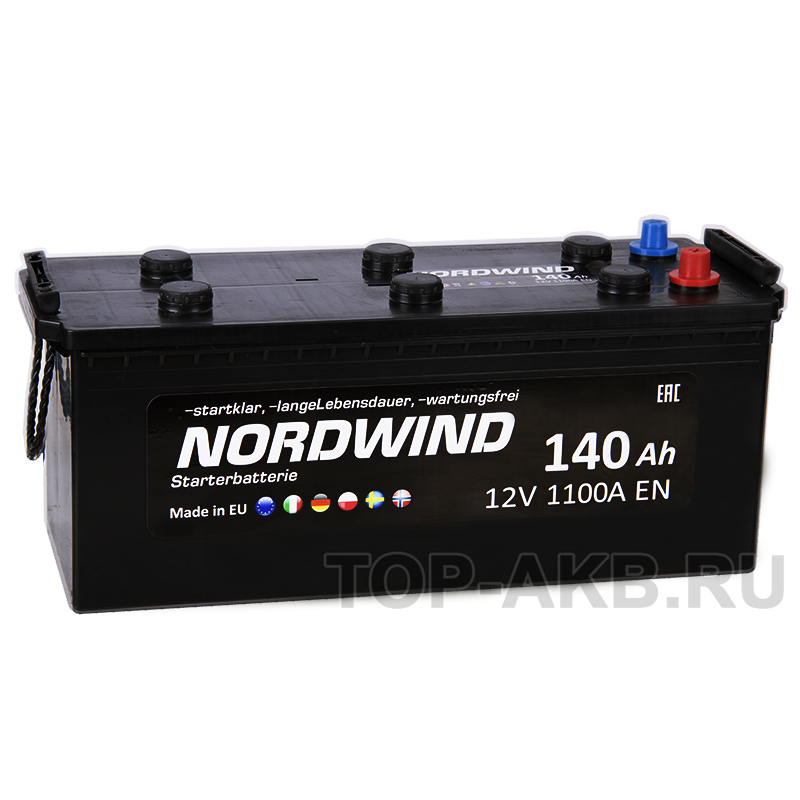 Автомобильный аккумулятор Nordwind 140 евро 1100А 513x189x223