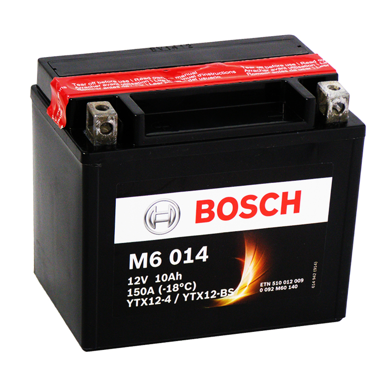 Мото аккумулятор Bosch Moto AGM 10 Ач 150А (152x88x131) M60140 прямая пол.