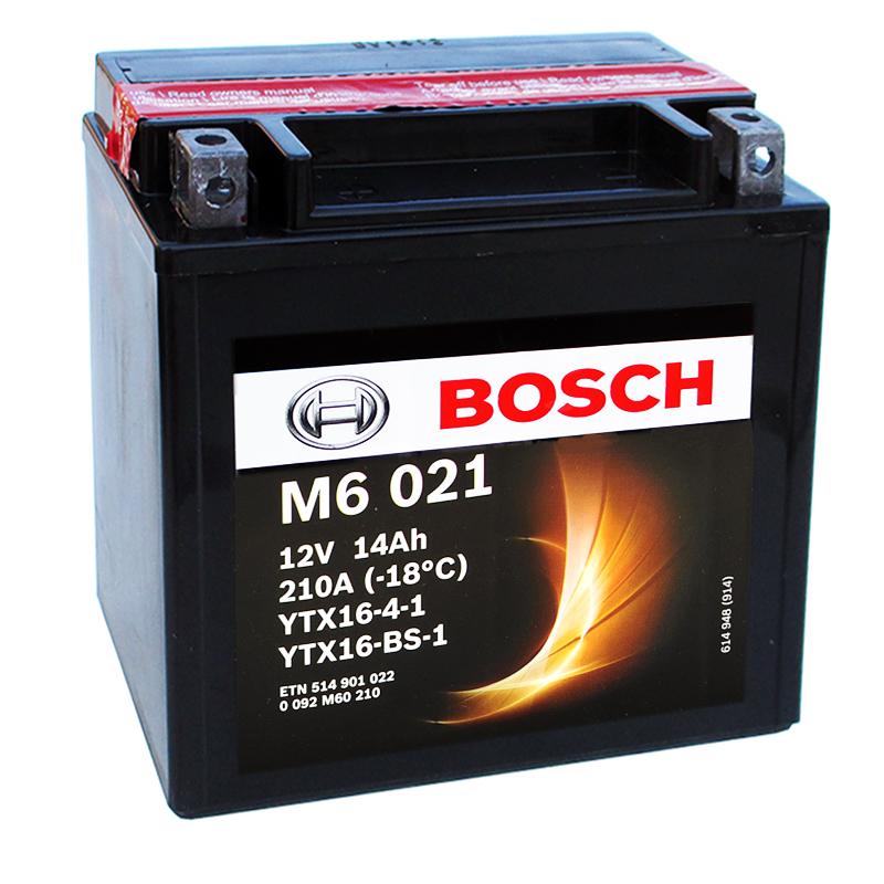 Мото аккумулятор Bosch Moto AGM 14 Ач 210А (150x87x161) M60210 прямая пол.