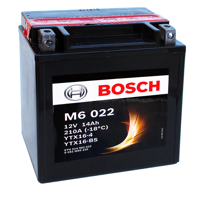 Мото аккумулятор Bosch Moto AGM 14 Ач 210А (150x87x161) M60220 прямая пол.