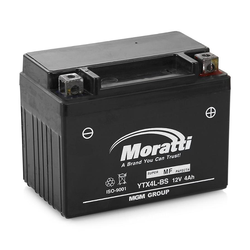Мото аккумулятор Moratti Moto YTX4L-BS - 4 Ач 40А (114x71x86) обр. пол. AGM