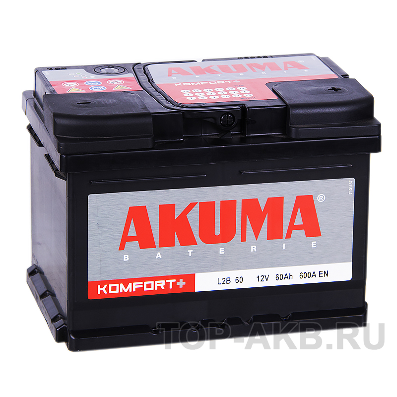 Автомобильный аккумулятор Akuma Vortek 60R низкий 600A (242x175x175)