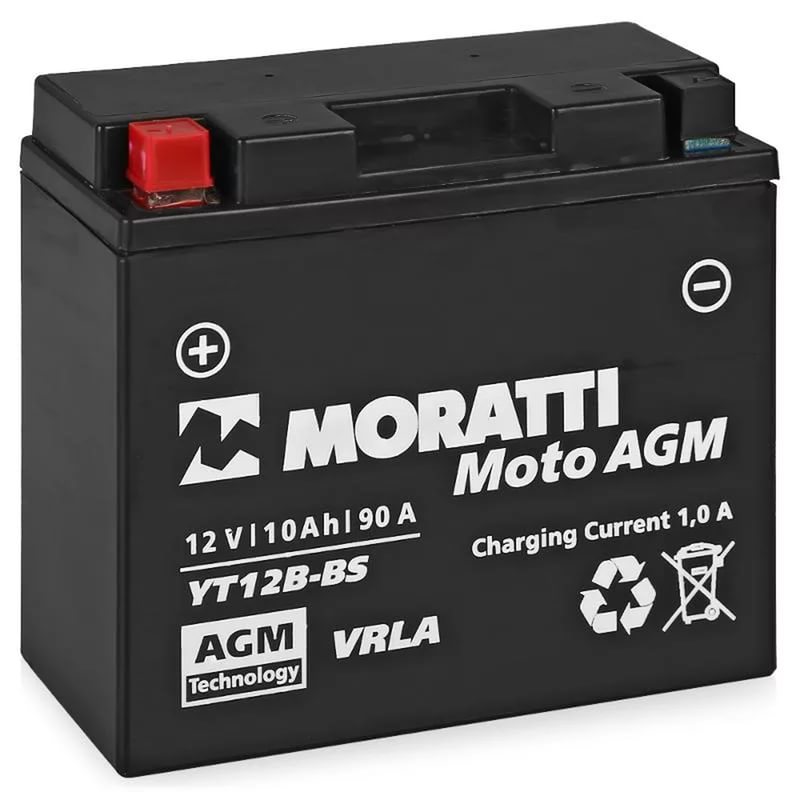 Мото аккумулятор Moratti Moto YT12B-BS 10 Ач 90А (150x69x130) прям. пол. AGM