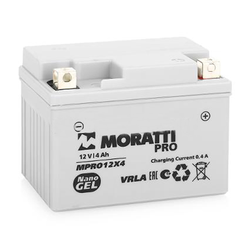 Мото аккумулятор Moratti Moto YTX4L-BS - 4 Ач 60А (114x71x86) обр. пол. nano GEL